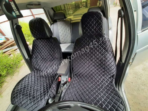 Гелакси  Накидки на сиденье универсальные велюр передние черные с боками с черной ниткой 1шт  фото 2