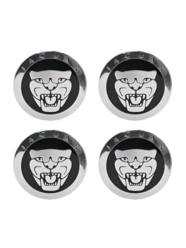 Наклейка на колпаки Jaguar сферическая изогнутая 5,6см 4шт черная NZD 075-01 фото 1