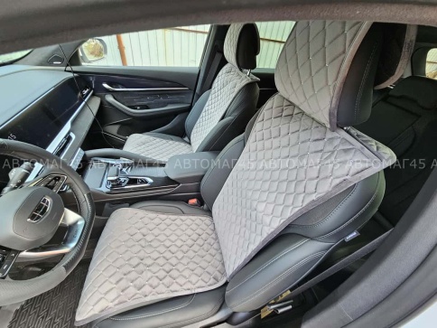 Автотренд  Накидки на сиденье на силиконе велюр узкий сигара серый 2шт    фото 5