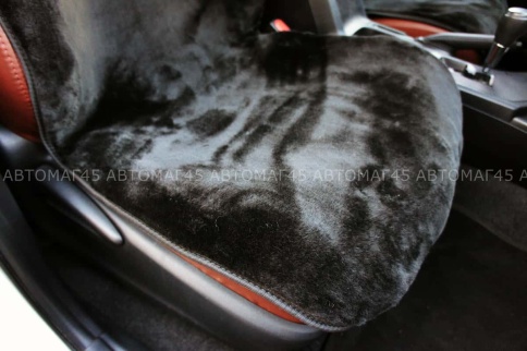 Накидка  на сиденье короткий ворс черный на силиконе шерсть 40% 145х55см 1шт    фото 5