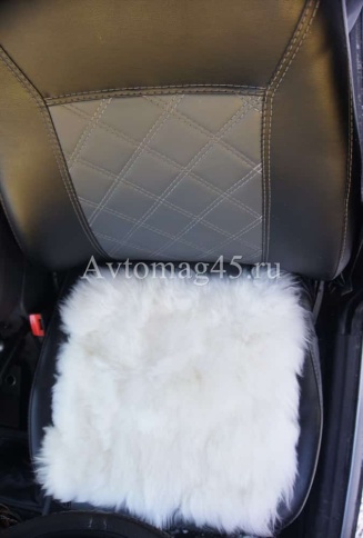 Накидка подушка  на сиденье длинный ворс белый 44х44см    фото 4