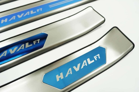 Накладки на внутр пороги Haval Хавал F7 2018-2024г 1 поколение широкие алюминий 4шт фото 2