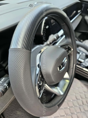Maximal  оплетка руля экокожа перфорация + карбон черная скошенный руль размер 37-39см D-11BL-DBL  фото 2