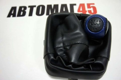 Azard  Ручка КПП с чехлом Лада Kalina Калина экокожа черно-синяя    фото 2