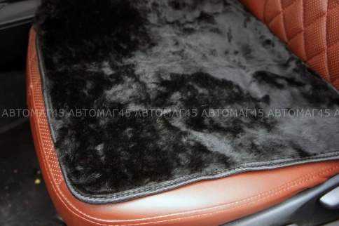 Накидка  подушка на сиденье короткий ворс на силиконе черный шерсть 40%    фото 2