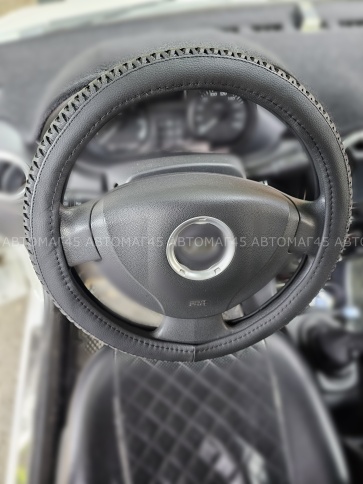 SALMAN  оплетка руля M экокожа/сетка 37-39см черная GYC-43  фото 3