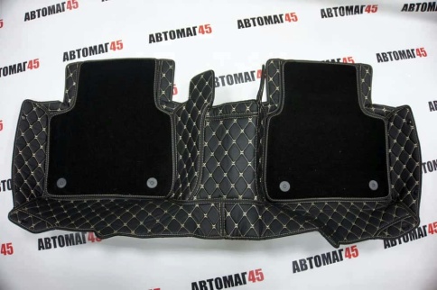 Ковры  5D экокожа Toyota Camry V70 c 2018г черный с бежевой ниткой+ворс комплект АКЦИЯ!  фото 5