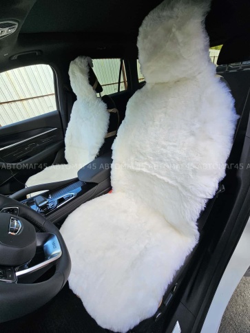 Накидки  короткий ворс мутон белый на коже 140х55см 2шт    фото 2