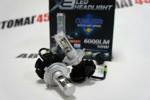 X3 чип  ZES LED 2шт H4 12В 18W 6000K 4400Lm с обманкой гарантия 1мес    фото 2