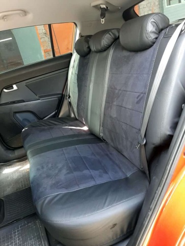 Экстрим  чехлы универсальные экокожа серый алькантара серая комплект    фото 4