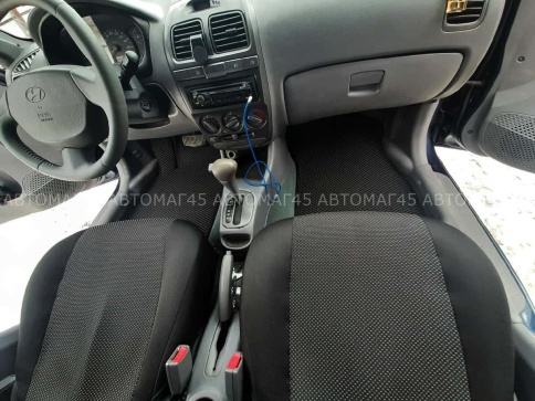 EVA ЭВА  коврики в салон Hyundai Accent 1999-2012г черные рисунок ромб комплект 5шт    фото 6