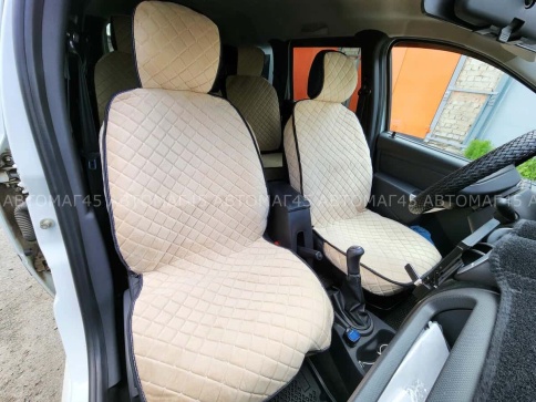 Гелакси  Накидки на сиденье на силиконе велюр бежевый 2шт    фото 5