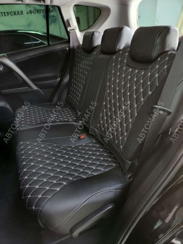 Авточехлы  Toyota RAV4 Тойота Рав4 2012-2019г XA40 экокожа черный модель Байрон    фото 13