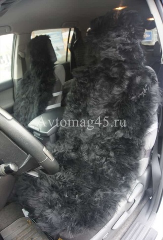 Накидка  на сиденье длинный ворс черный 137х50см 2шт    фото 3