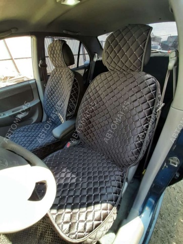 Гелакси  Накидки на сиденье универсальные велюр передние черные с боками с белой ниткой  1шт  фото 4