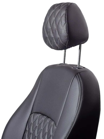 Авточехлы  Lada Largus FL Ларгус Largus Cross 5 местный 2/3 с 2021г экокожа черная нить серая ромб  фото 3