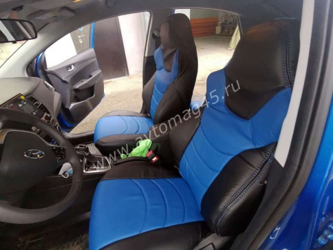 Динас  чехлы универсальные экокожа черный синий комплект    фото 1