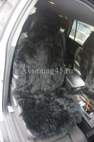 Накидка  на сиденье длинный ворс черный 137х50см 2шт    фото 5