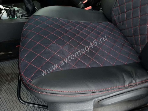 Авточехлы  Renault Duster Рено Дастер 2015-2021г 1пок 2/3 Terrano 16-22г экокож/алькан сер.нить ромб фото 6