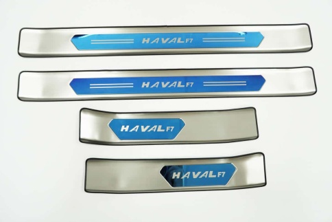 Накладки на внутр пороги Haval Хавал F7 2018-2024г 1 поколение широкие алюминий 4шт фото 3