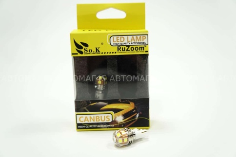 Ruzoom  лампа светодиодная T16 W16W 12 SMD без цоколя canbus 6000K 330Lm одноконтакт белая 2шт X0125 фото 2