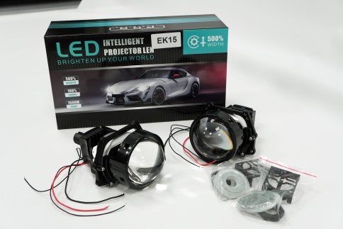 TEMPGOR EK15 светодиодные Би-Led линзы 3.0" 12V 50/60W 6000K 5600Lm 2 чипа 2шт гарантия 12 месяцев   фото 2