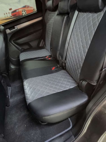 Авточехлы  Kia Sorento Киа Соренто 2009-2021г кузов XM 2-е поколение экокожа черный сер ромб Ижевск фото 4