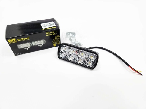 Ruzoom UZ-012  фара светодиодная 8 диод  6000К 600Lm 12V прямоугол 18Вт дальний свет 1шт гар 1 мес фото 4