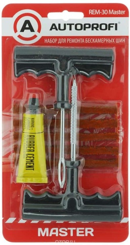 Autoprofi  набор для ремонта бескамерных шин  клей шило рашпиль жгуты фото 2