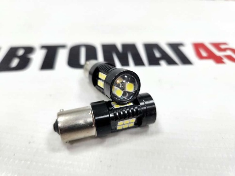 C2R  лампа светодиодная P21W 21SMD c цоколем 5000K 380Lm одноконтактная белая 2шт фото 2