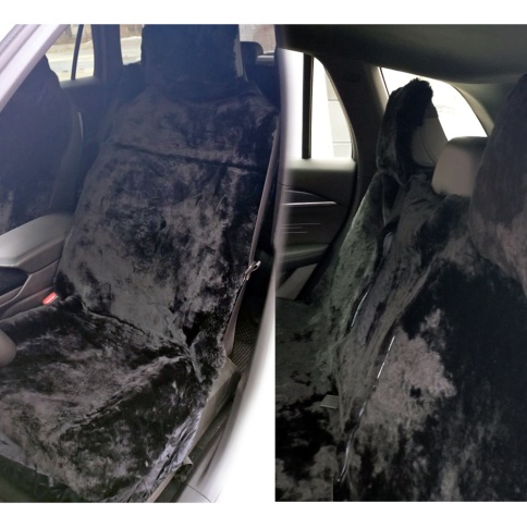 Fentow Накидки  короткий ворс мутон черный премиум 146x55 на весь салон 5шт    фото 1