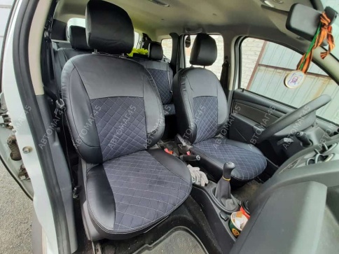 Авточехлы  Renault Duster Рено Дастер 2015-2021г 1пок 2/3 Terrano 16-22г экокож/алькан сер.нить ромб фото 1