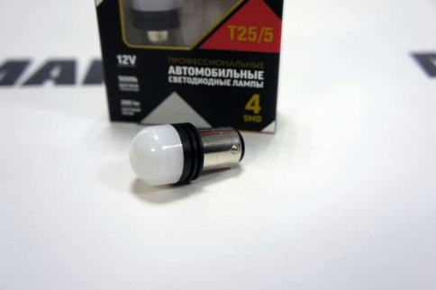 Маяк  лампа светодиодная P21/5W T25/5 6SMD c цоколем 5000K 200Lm двухконтактная белая фото 2