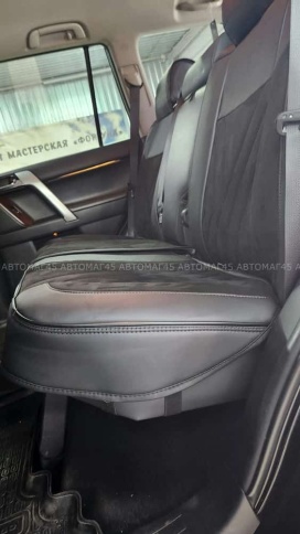 Чехлы  накидки на сиденье экокожа+алькант черный трансформер с отдельным подголовником компл Oumanni фото 4