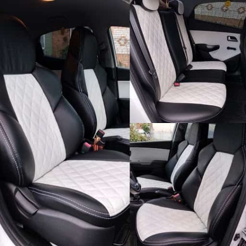 Драйв  чехлы универсальные экокожа Ромбы черный белый комплект    фото 2