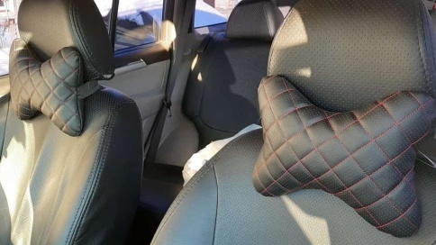 Skyway Подушка  под шею экокожа черный ромб фото 5