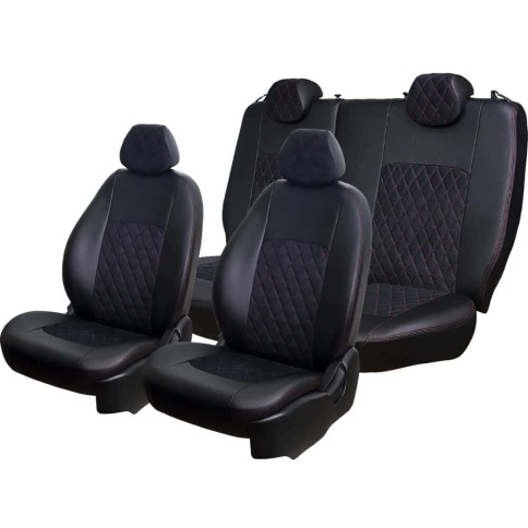 Авточехлы  Mitsubishi Lancer 9 Мицубиси Лансер 9 2003-2010г экокожа алькантара черная ромб седан   фото 1