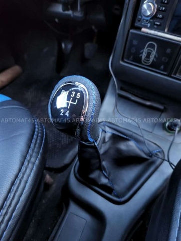 SALMAN Ручка КПП ВАЗ 2110 2111 2112 под КПП 2110 черный с синей ниткой в сборе хром   фото 2