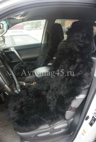 Накидка  на сиденье длинный ворс черный 137х50см 2шт    фото 2