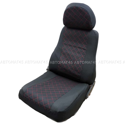 Авточехлы  ВАЗ 2109 2114 2115 Нива пятидверная до 2019г жаккард черный с красной ниткой ромб Барс   фото 6