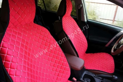 Автотренд  Накидки на сиденье на силиконе без боков велюр красный 2шт    фото 10