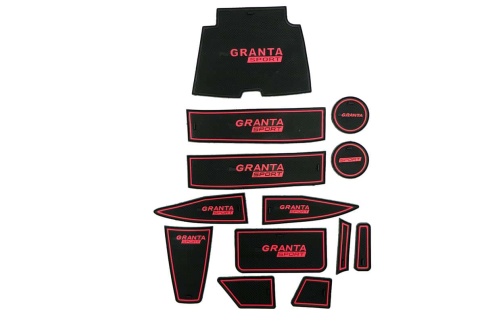 Коврики в ниши Лада Гранта Lada Granta FL 2018-2025г красные буквы 13пр. фото 1