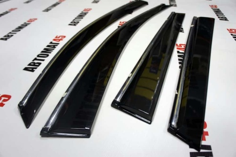 Дефлекторы окон Volkswagen Touareg Фольцваген Туарег 2010-2018г 2 пок хром молдинг комплект 4шт    фото 2