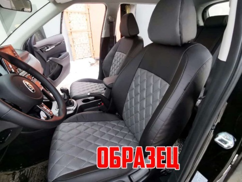 Авточехлы  Mitsubishi L200 Мицубиси L200 2006-02.2016г 4 поколение экокожа черный ромб    фото 1