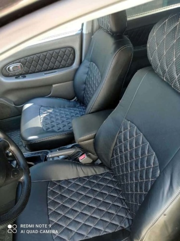 Авточехлы  Kia Spectra Киа Спектра 2004-2011г экокожа черная серая нить ромб    фото 1