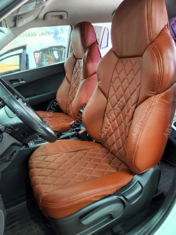 Драйв  чехлы универсальные экокожа Ромбы коричневый коричневый комплект    фото 9