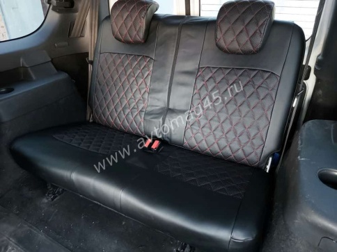Авточехлы  Lada Largus Ларгус Largus Cross 7 местный экокожа черный с серой ниткой ромб 1пок до 20г фото 3