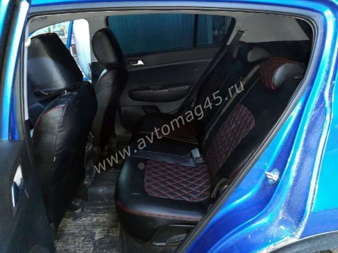 Авточехлы  Kia Sportage Киа Спортаж 2016-10.2022г 4 пок экокожа черная красная нить ромб    фото 7