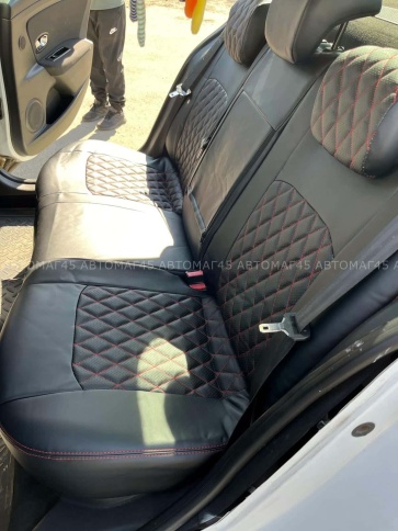 Авточехлы  Renault Megane 3 Рено Меган 3 Renault Fluence Флюенс с 2010г 2/3 экокожа черная ромб    фото 6