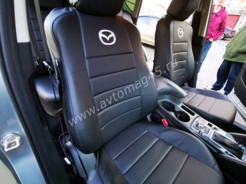 Авточехлы  Mazda CX-5 Мазда СХ-5 низ 1/1 верх 3/3 экокожа черная    фото 1